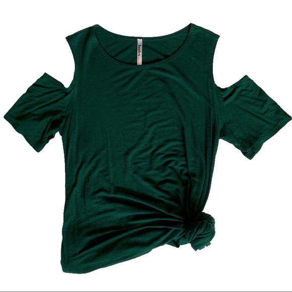 Forest Green Cold Shoulder Tunic Top - Picture 1 of 5